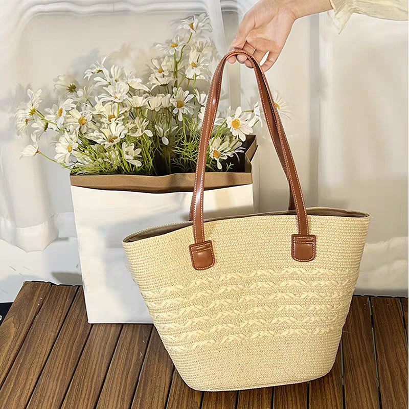 Wholesale Large Capacity Woven Shoulder Bag Rattan Straw Bag Tote Bag