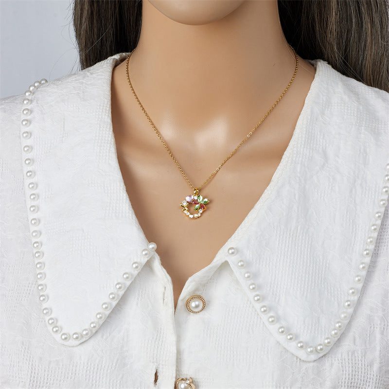Wholesale love necklace flower pendant