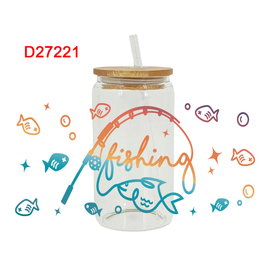 Wholesale Colorful outdoor camping series 16oz Cup UV DTF Wraps