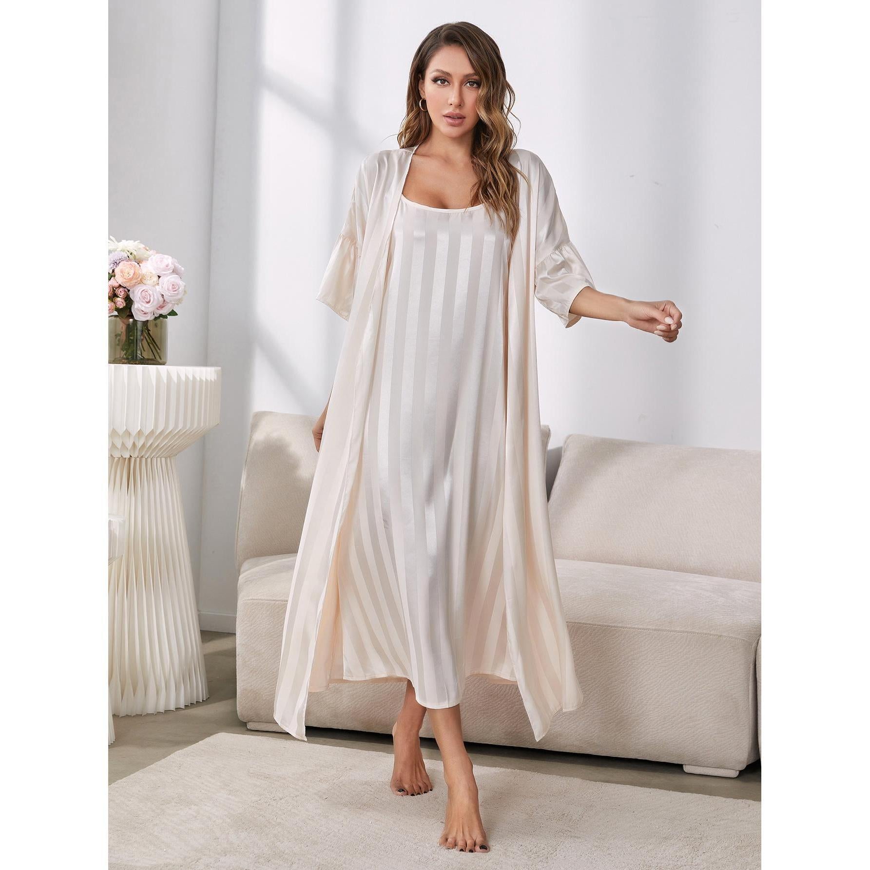 Wholesale Sling Imitation Silk Long Sleeve Ice Silk Pajamas