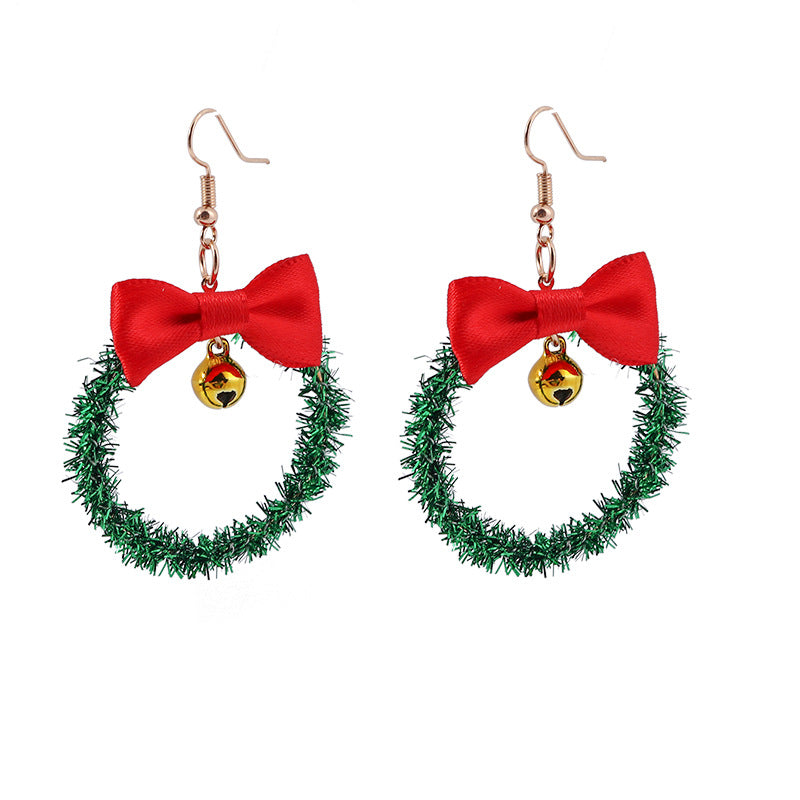 Wholesale Christmas Bells Flower Bow Plastic Earrings