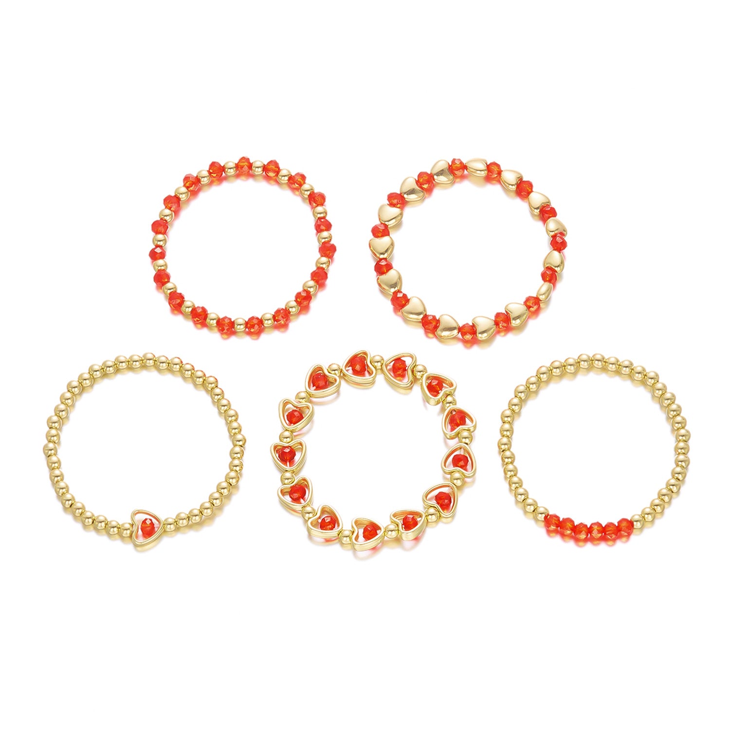 Wholesale  Valentine' s Day Creative Red Heart Crystal Bracelet Set