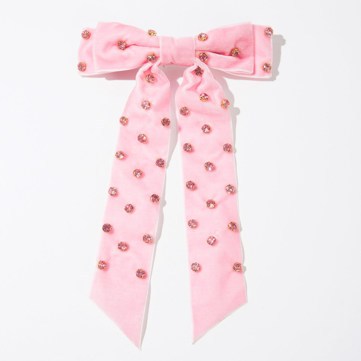 Hairpin Flocking High-End Diamond Spring Clip Double-Layer Bow Fashionable Ladylike Elegant Versatile Hair