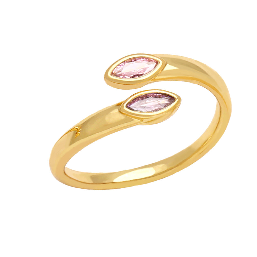 Wholesale Adjustable Color Zircon Gold Plated Copper Ring