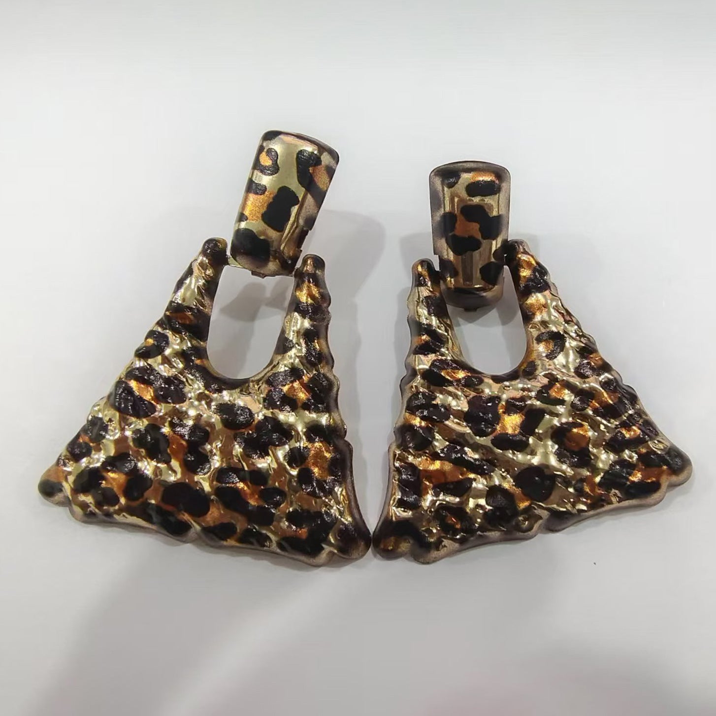 Wholesale Leopard Cow Print Geometric Circle Earrings Alloy Electroplated Retro Jewelry Accessory