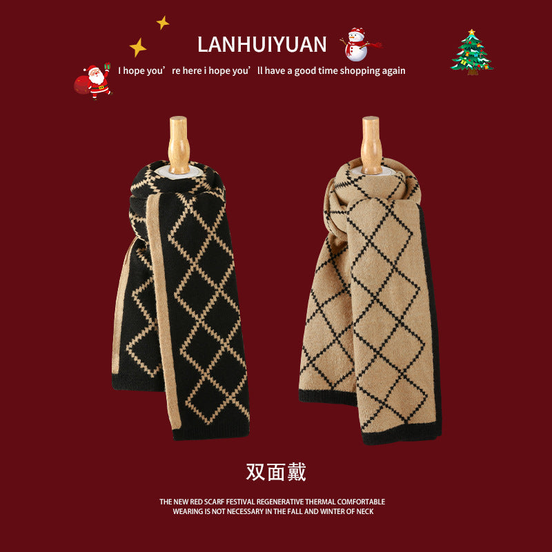 Wholesale Christmas Deer Winter Warm Plaid Scarves