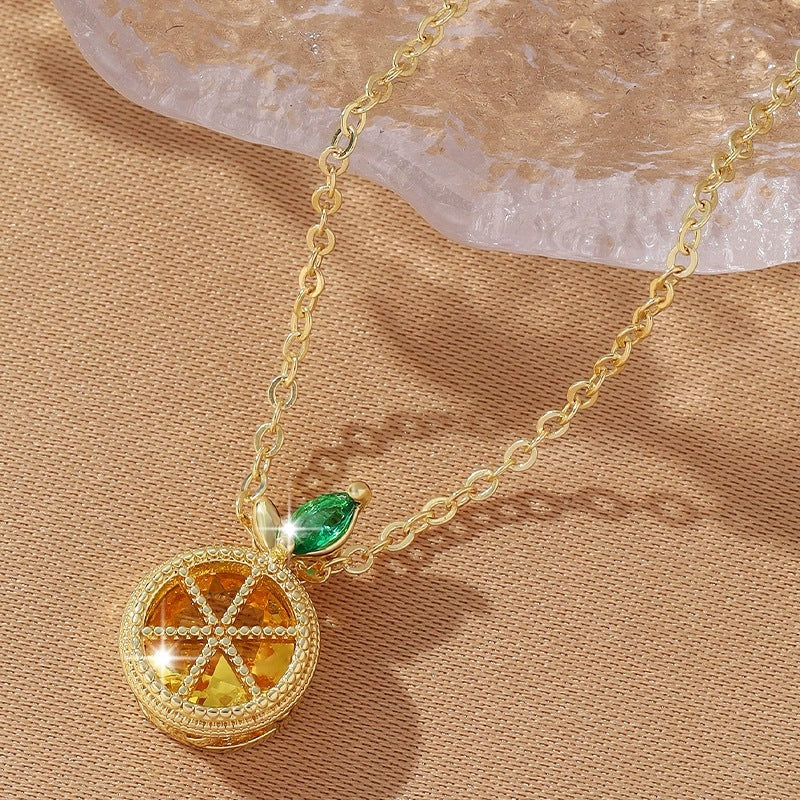 Wholesale Fresh Fruit Pendant Necklace Copper Electroplated Adjustable Chain Jewelry Accessory