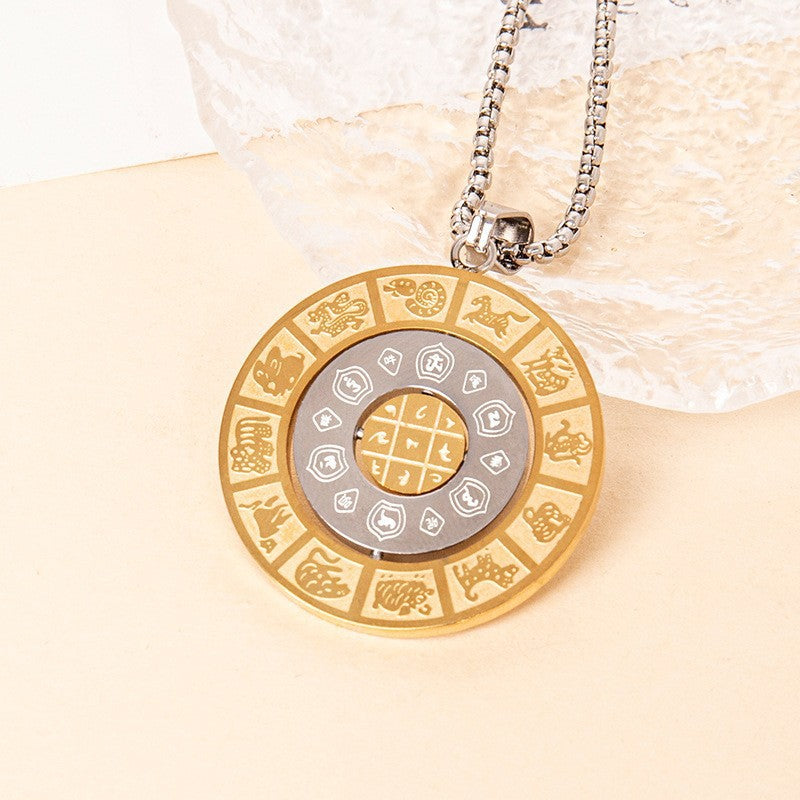 Wholesale Titanium steel pearl necklace with twelve zodiac signs