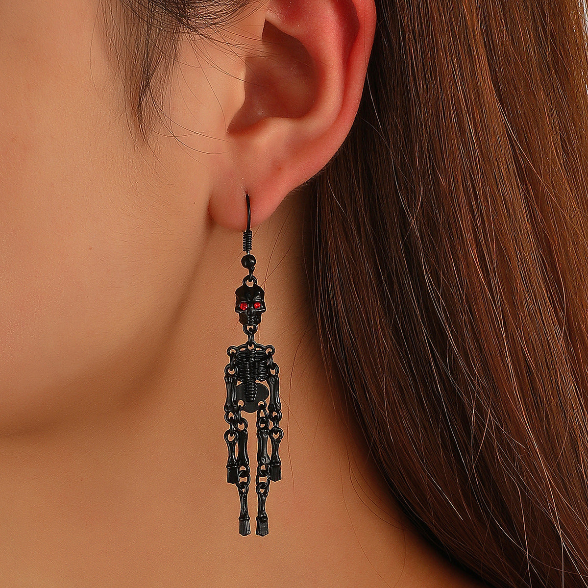 Wholesale Gothic Punk Skull Earrings Hollow Ghost Skeleton Dangle Earrings  Jewelry Accessory Chic Party Gift For Boutique Resale
