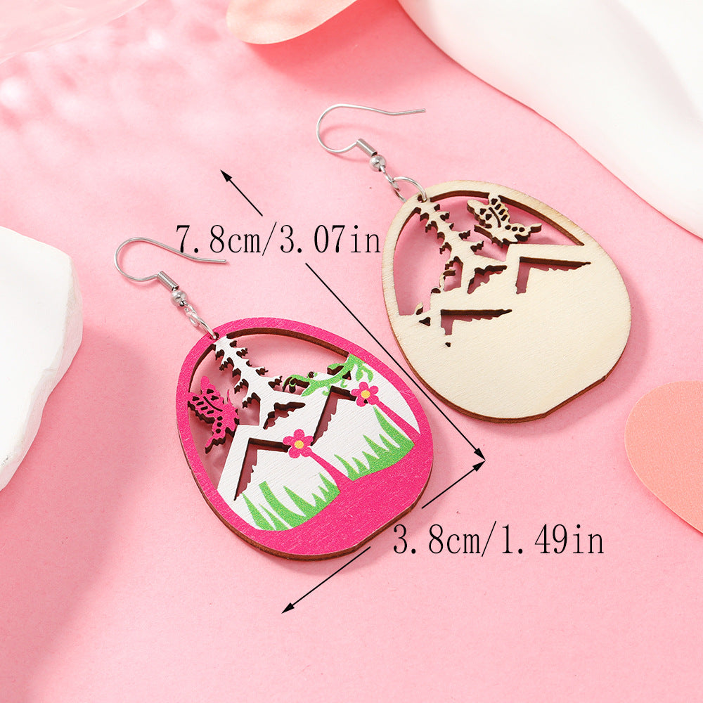 Wholesale Valentine's Day Sunflower Balloon Droplet Shaped Pendant Wooden Earrings