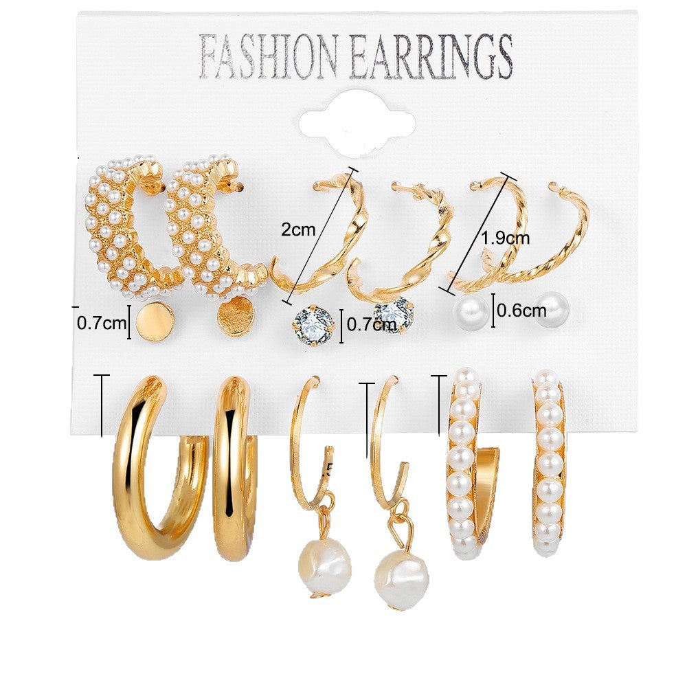 Wholesale Earrings Inlaid with Pearls Women' s Earrings Set