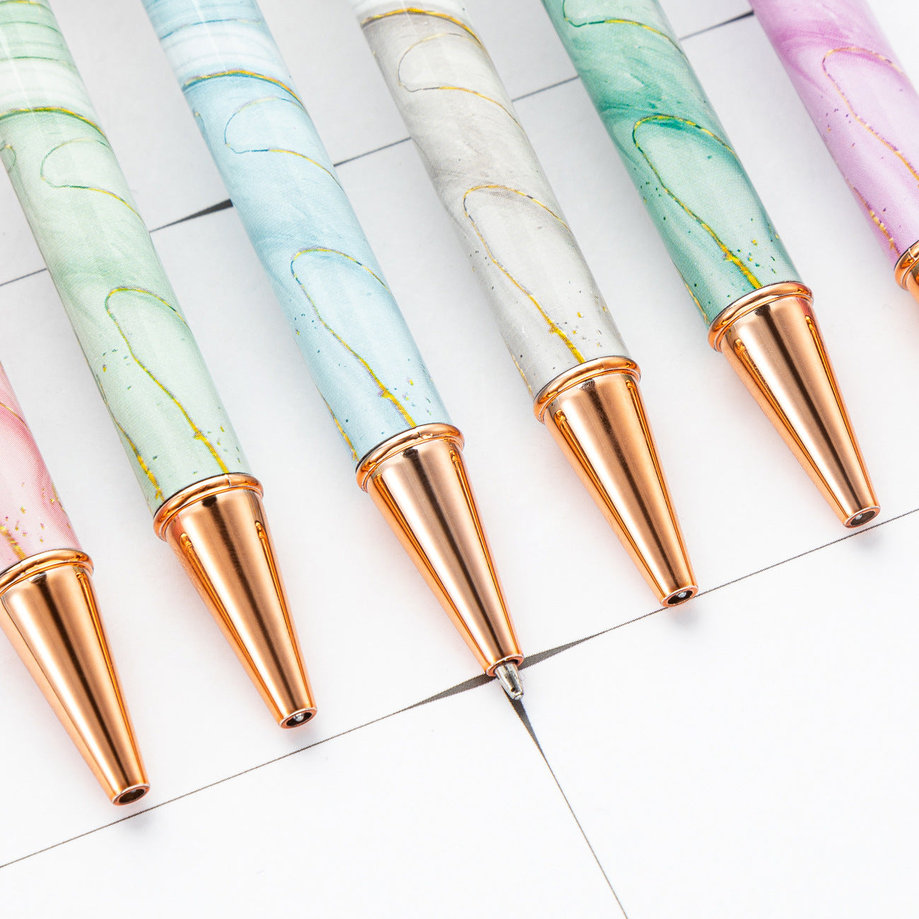 Wholesale Rotating Touch Screen Crystal Pen Marble Pattern Fashion Metal Pen