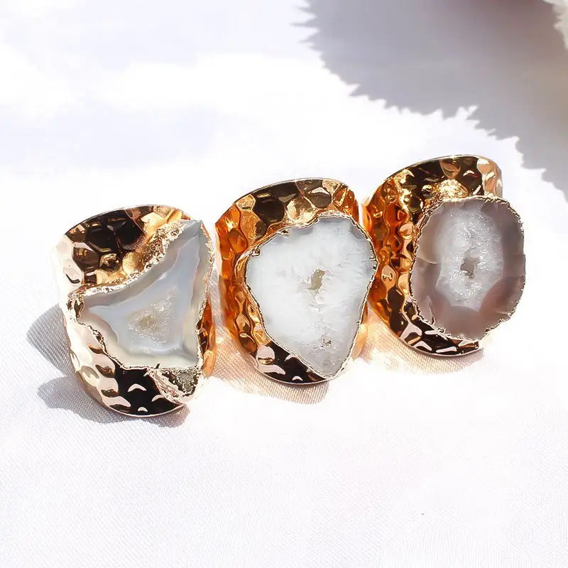 Wholesale Natural rough stone irregular gold ring