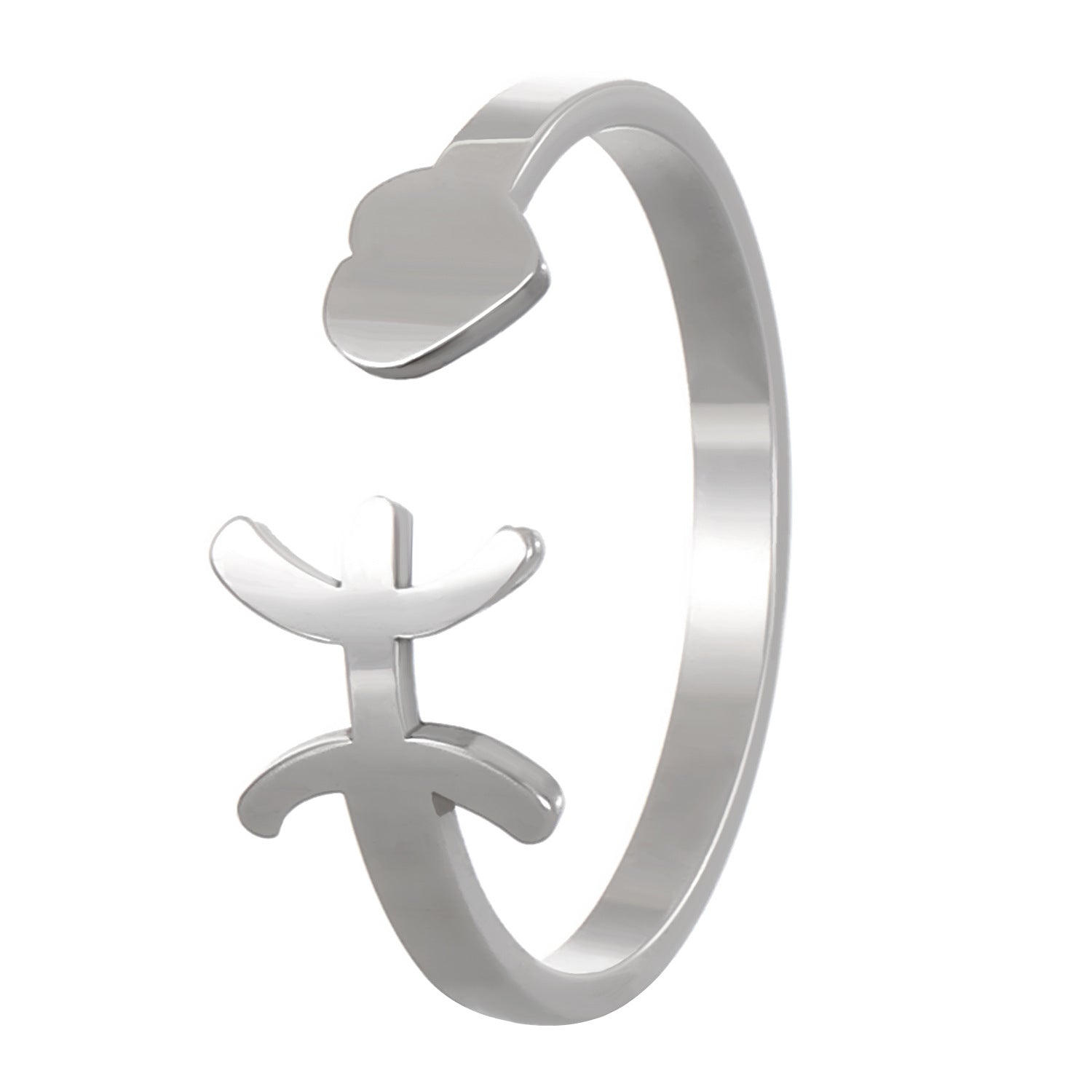 Wholesale Stainless Steel Twelve Constellations Three-dimensional Love Opening Adjustable Ring