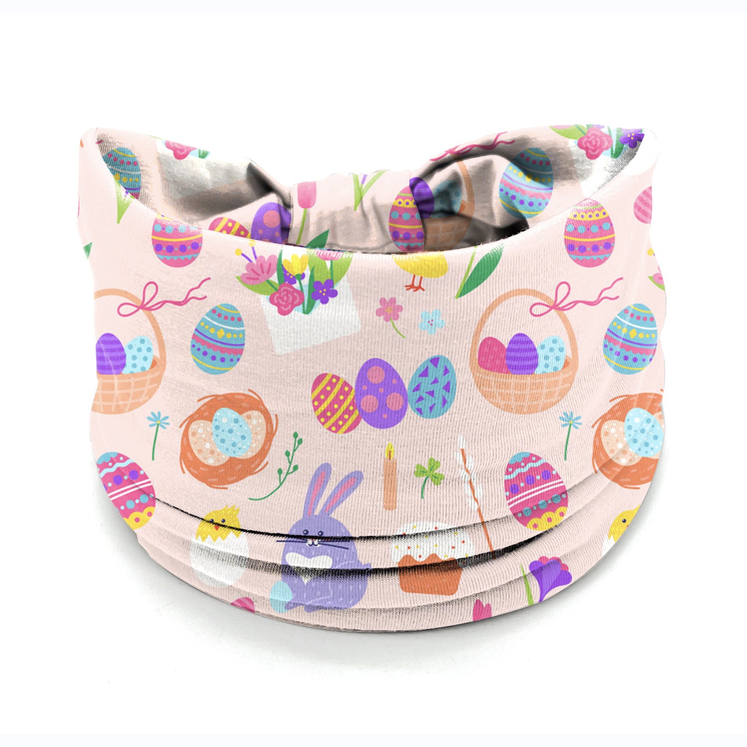Wholesale Easter egg bunny print elastic wide edge knotted headband