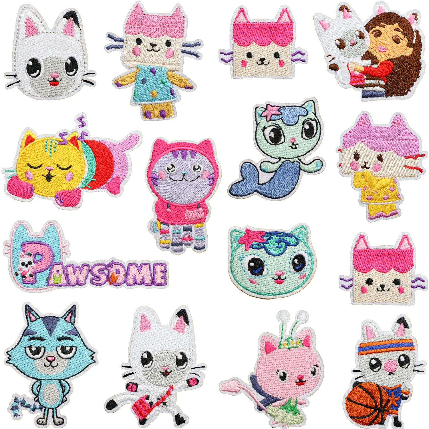 Wholesale Cute Cartoon Cat Embroidery Patch Polyester Thread Sew On Clothing Decoration Fashion Accessory For Girls Resale