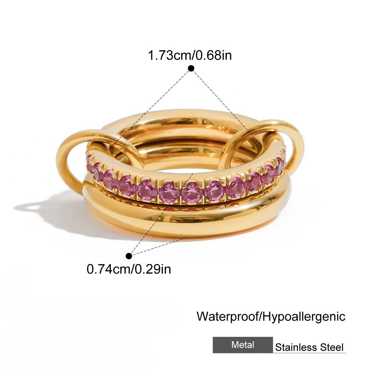 Wholesale Zircon titanium steel multi-layer layered ring