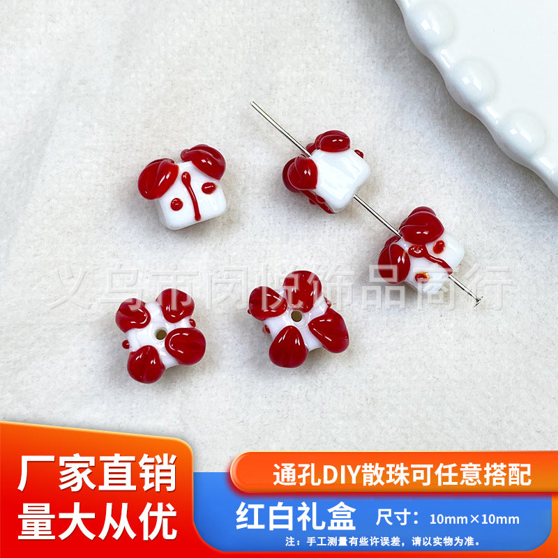 Wholesale 10pcs Snowman Christmas tree gingerbread man glass beads