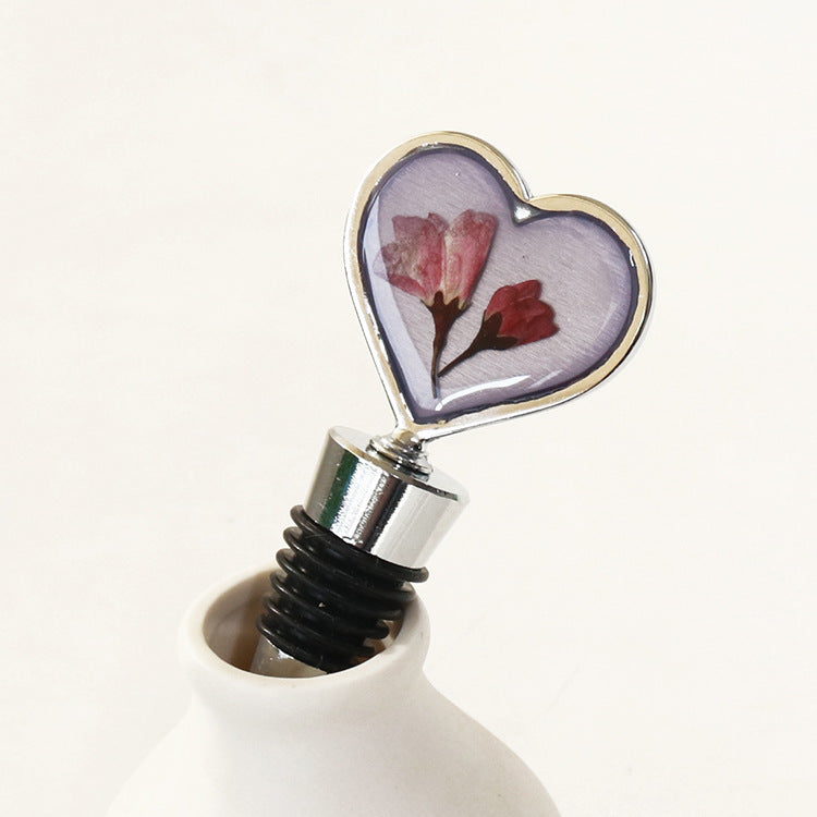 Wholesale Dried Flower Immortal Resin Red Wine Silicone Bottle Stopper