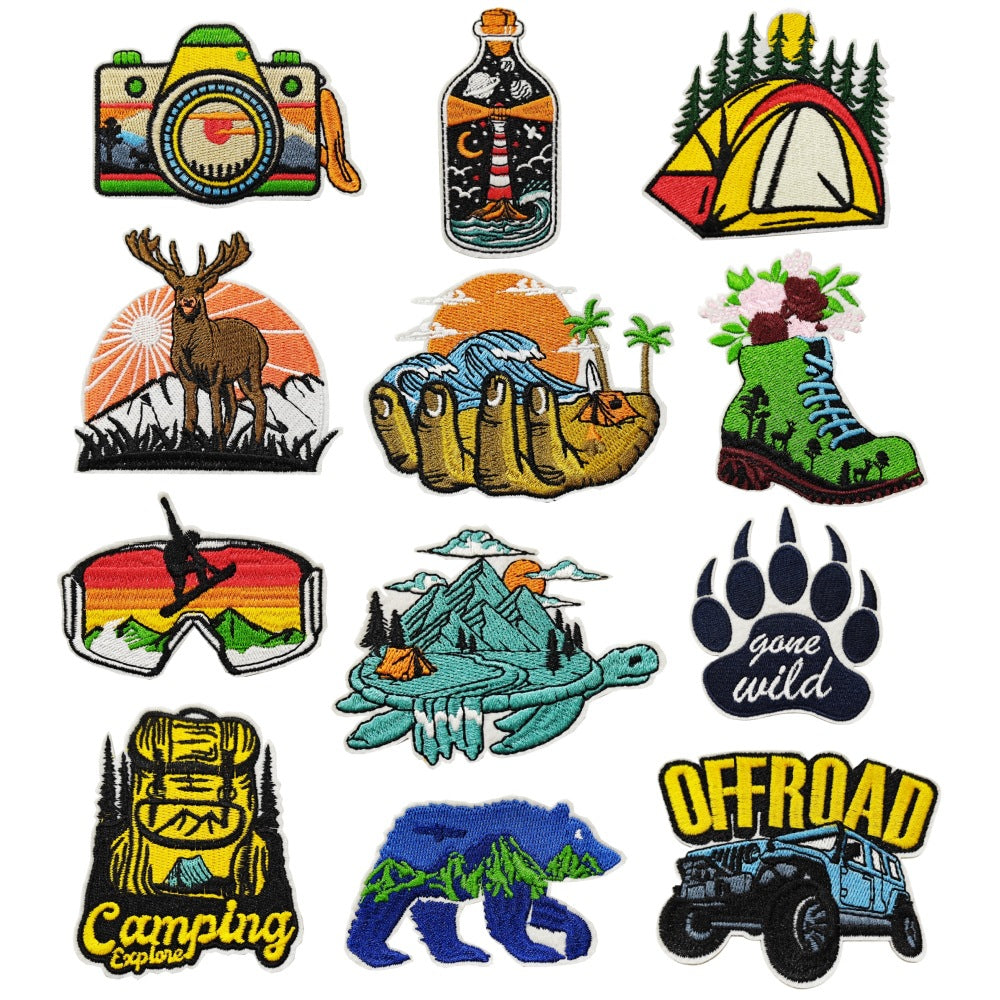 Wholesale Embroidered Patches Outdoor Camping Travel Landscape Adhesive Backing Decorative Gift