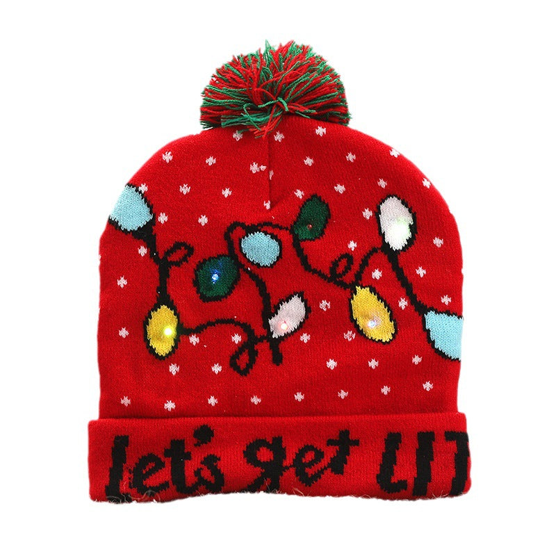 Wholesale Colorful Luminous Knitted Hat Christmas Warm Beanie