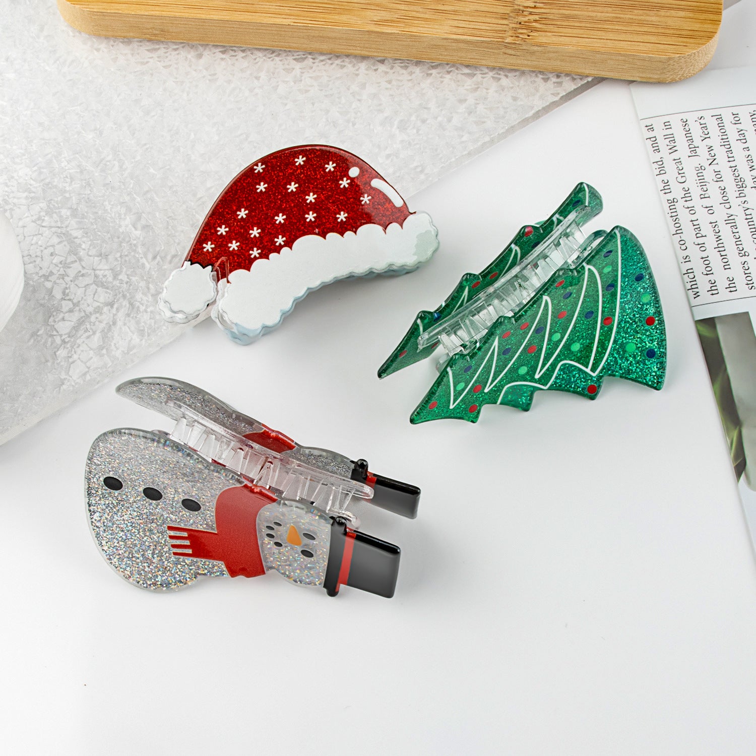 Wholesale Christmas Snowman Acrylic Claw Hair Clip Women S Fashion Accessory