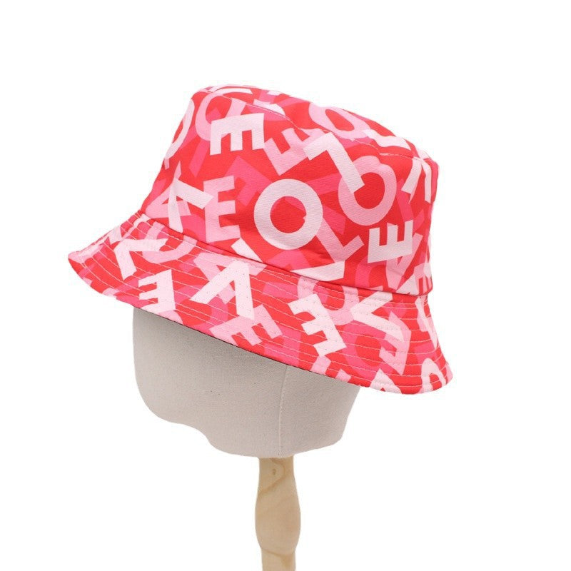 Wholesale Fisherman Hat Valentine's Day Love Printed Basin Hat All-match Casual Sunshade Double-sided Sun Hat Couple Hat