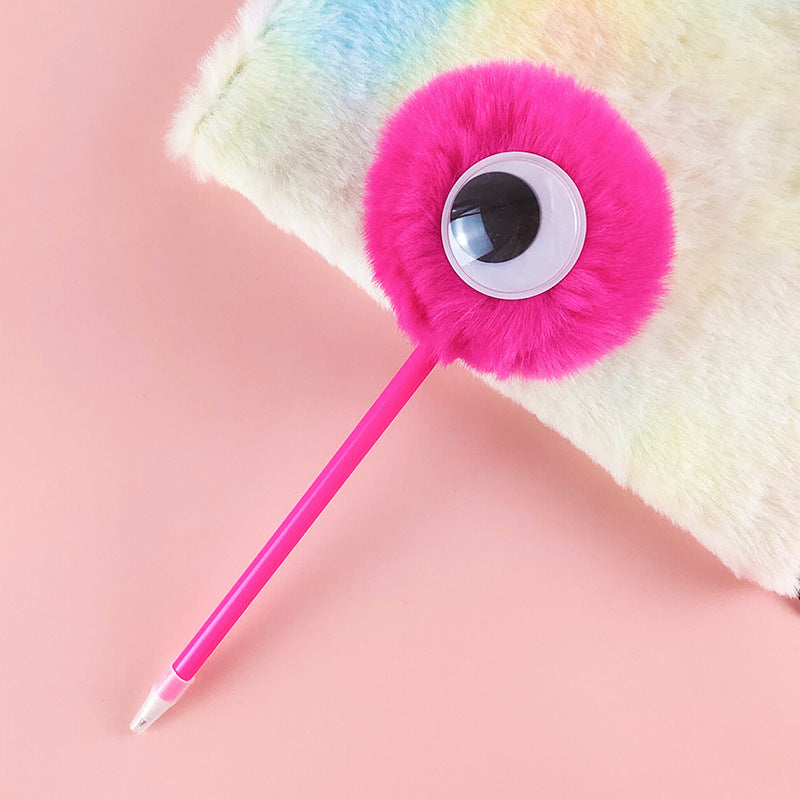 Wholesale Big Eyes Cute Fur Ball Plush Gel Pen