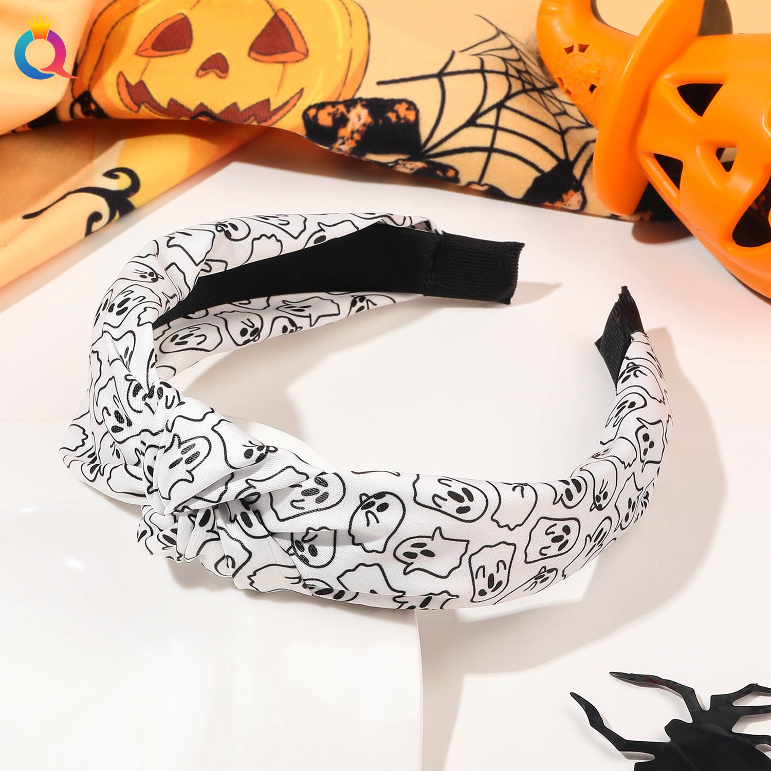 Wholesale Halloween Pumpkin Knotted High Skull Headband