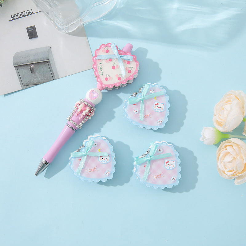 Wholesale 10pcs cartoon love bow beads cute acrylic beads