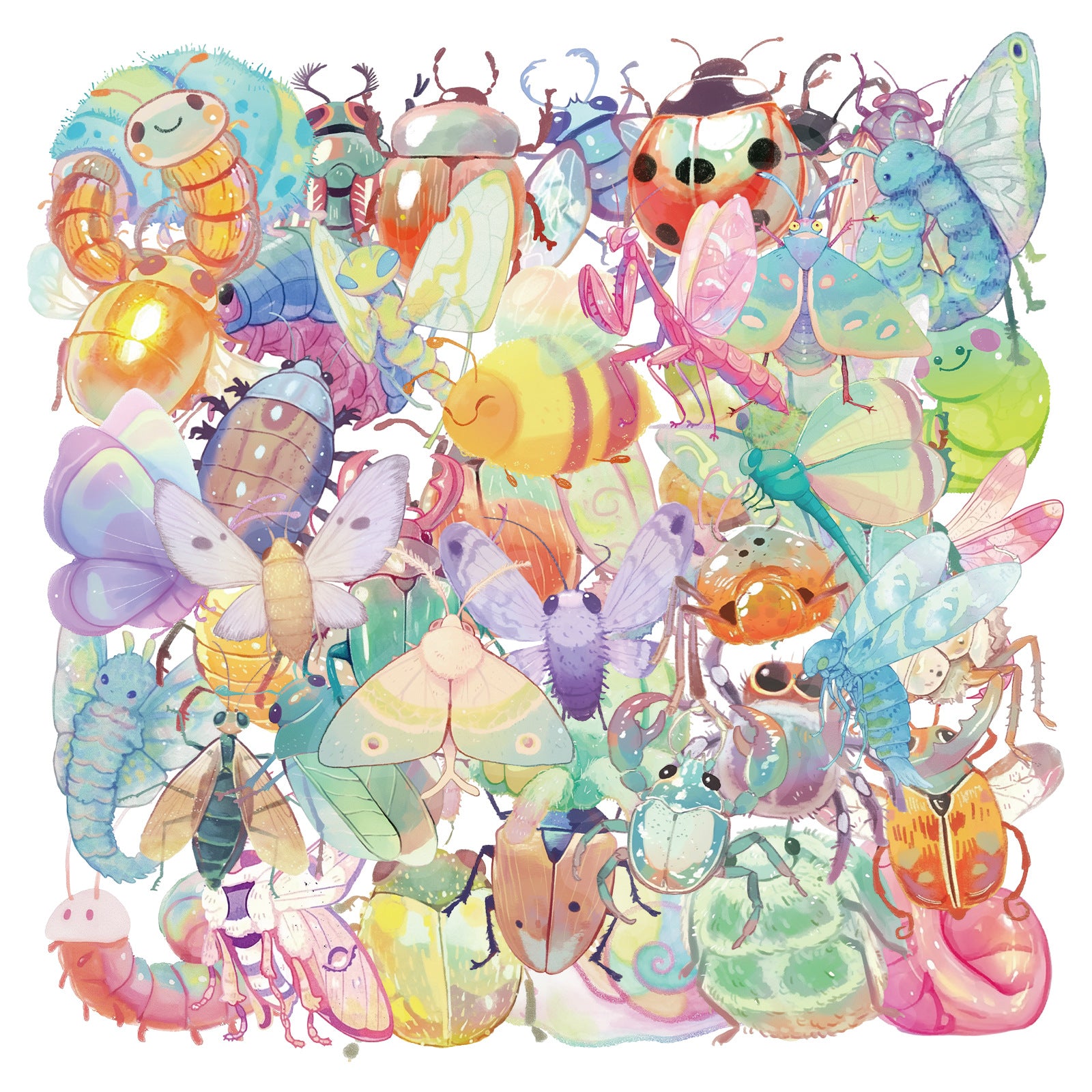 Wholesale 50pcs Colorfulful Insect Pet Transparent Stickers