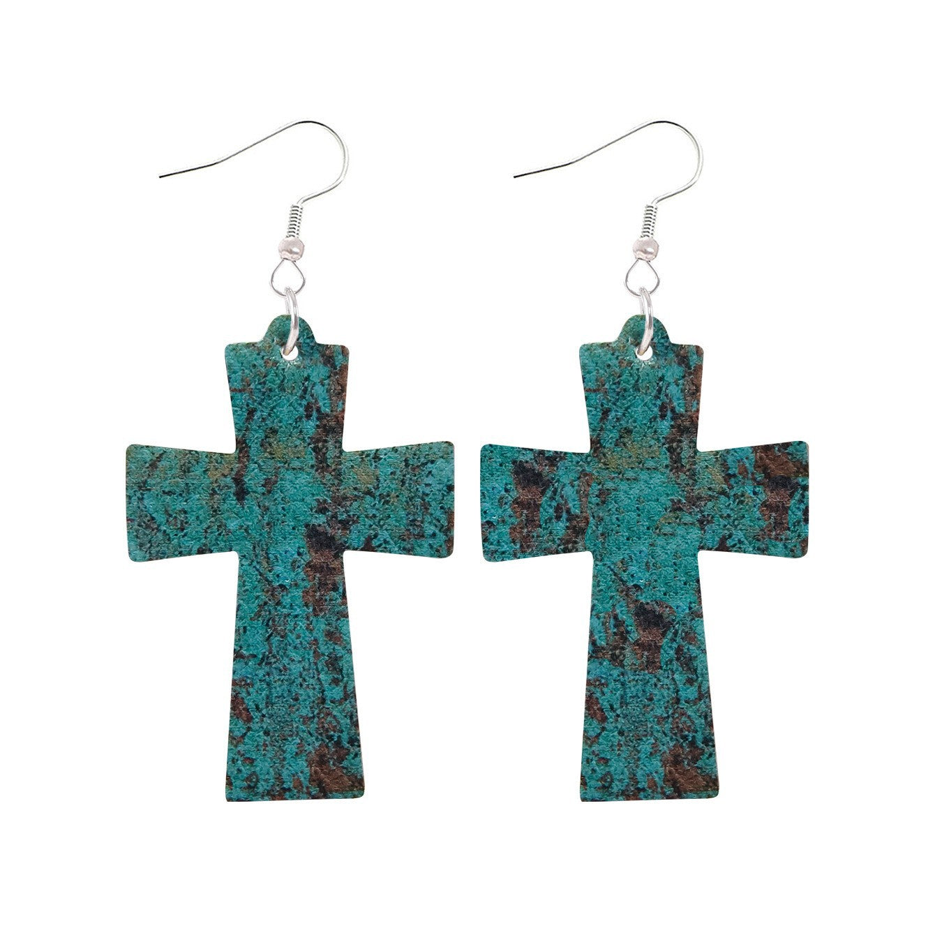 Wholesale Cross Retro Polo Dot Leather Cross Earrings