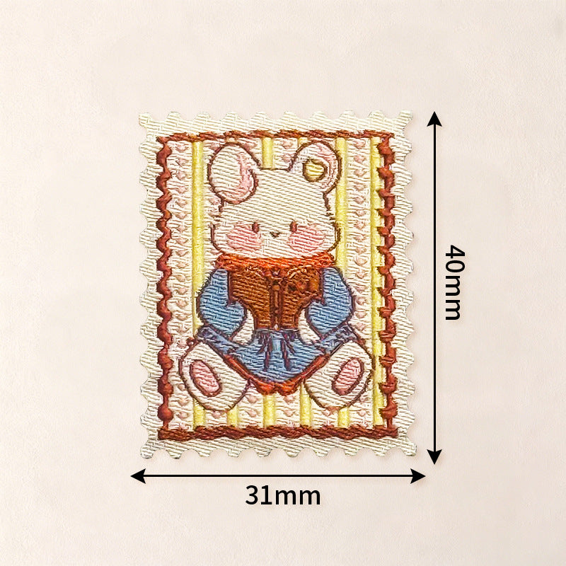 Wholesale Retro Stamp Self Adhesive Embroidered Patches DIY Craft Supply For Towels Clothing Bags