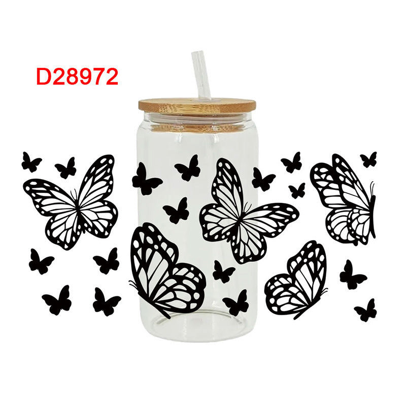 Wholesale Colorful Cartoon Butterfly 16oz Cup UV DTF Wraps