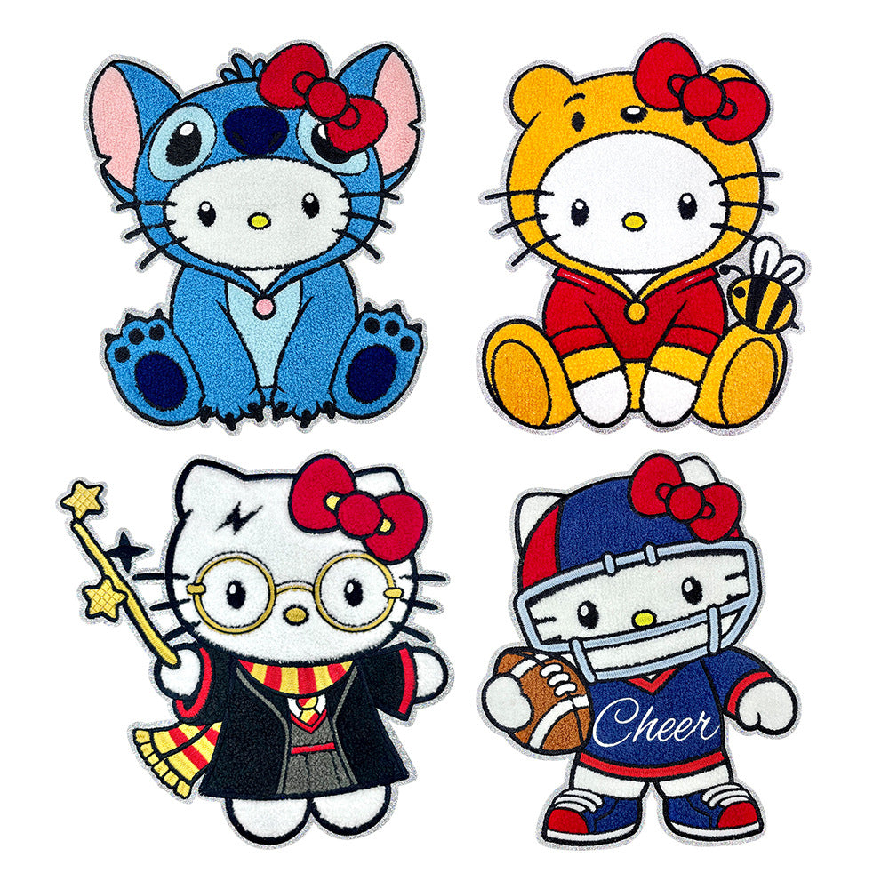 Wholesale Large Chenille Glitter Embroidered Patch Cartoon Applique For Shoes Hats Fashion Accessory Gift Resale OLY Exclusive