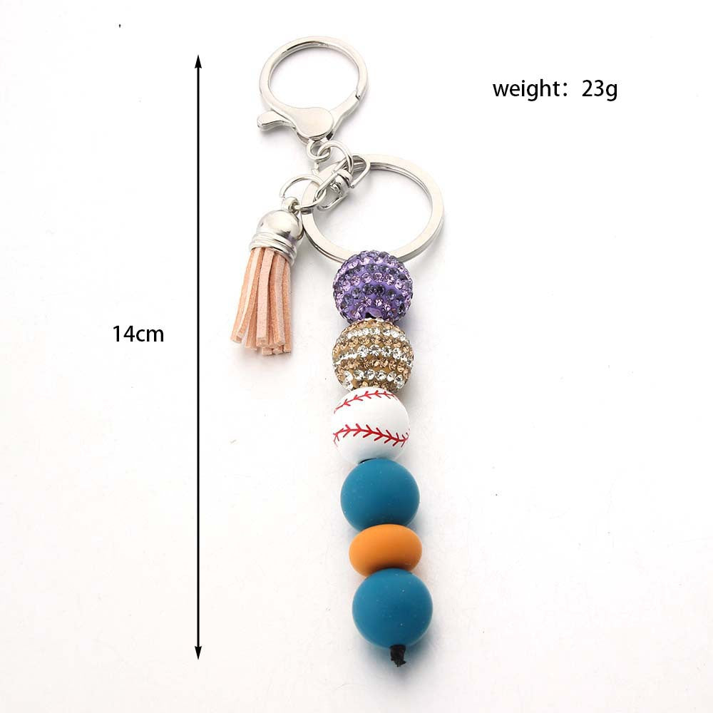 Wholesale Stripe Diamond Ball Bead Silicone Bead Keychain