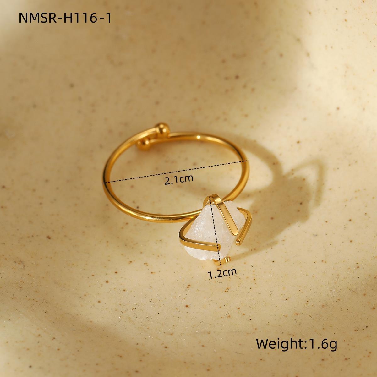 Wholesale Adjustable Open Titanium Steel Vintage Natural Stone Ring