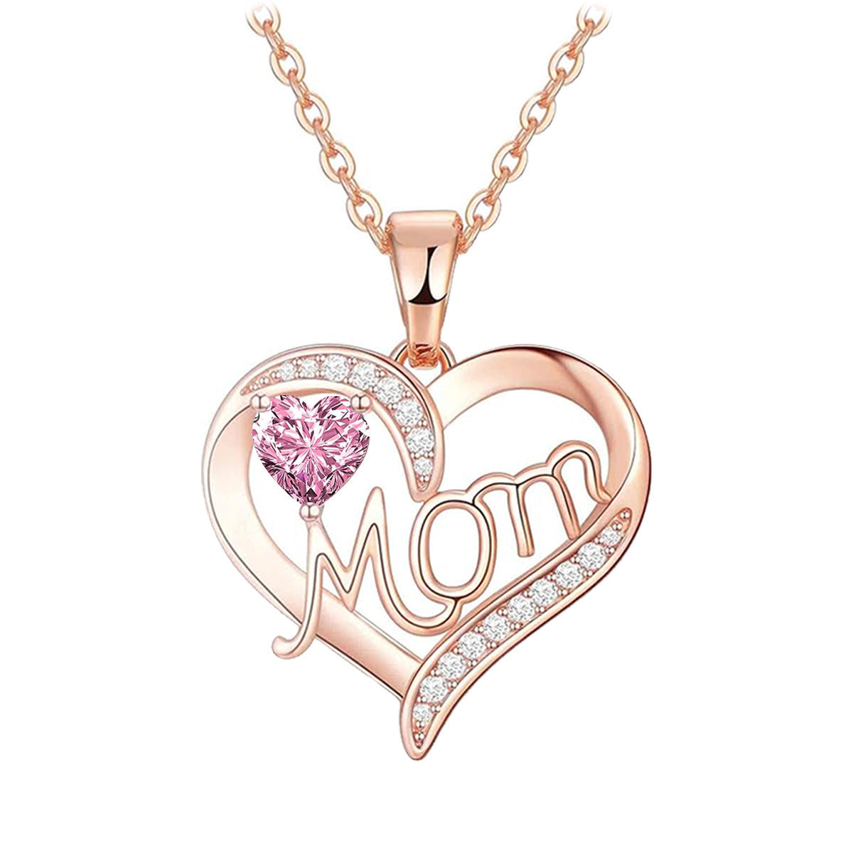 Wholesale Mother's Day gift heart-shaped letter ' MoM'  necklace jewelry