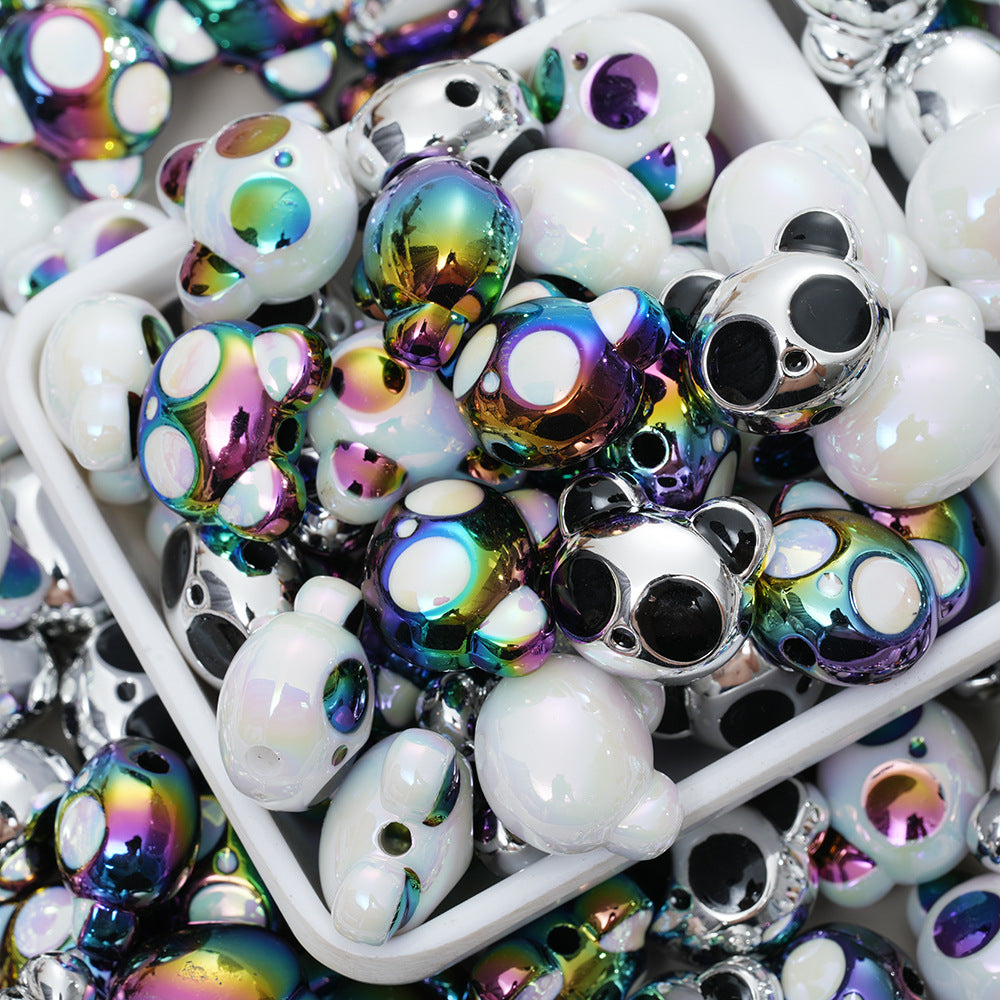 Wholesale 20pcs Cute Bear Head Panda Simple Perforated Bead DIY