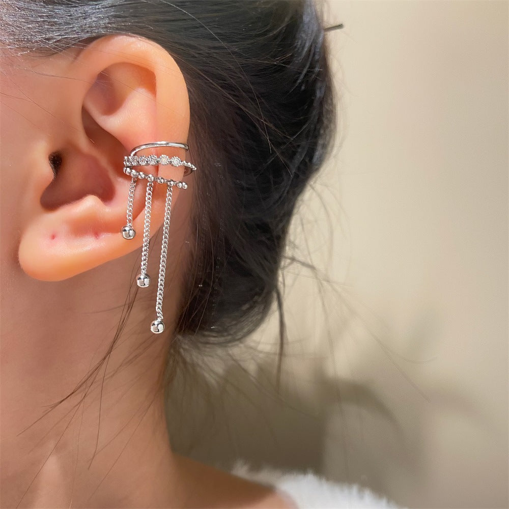 Wholesale Copper Electroplated Long Chain Tassel Ear Cuff Clip For Women No Piercing Stylish Everyday Jewelry Accessory