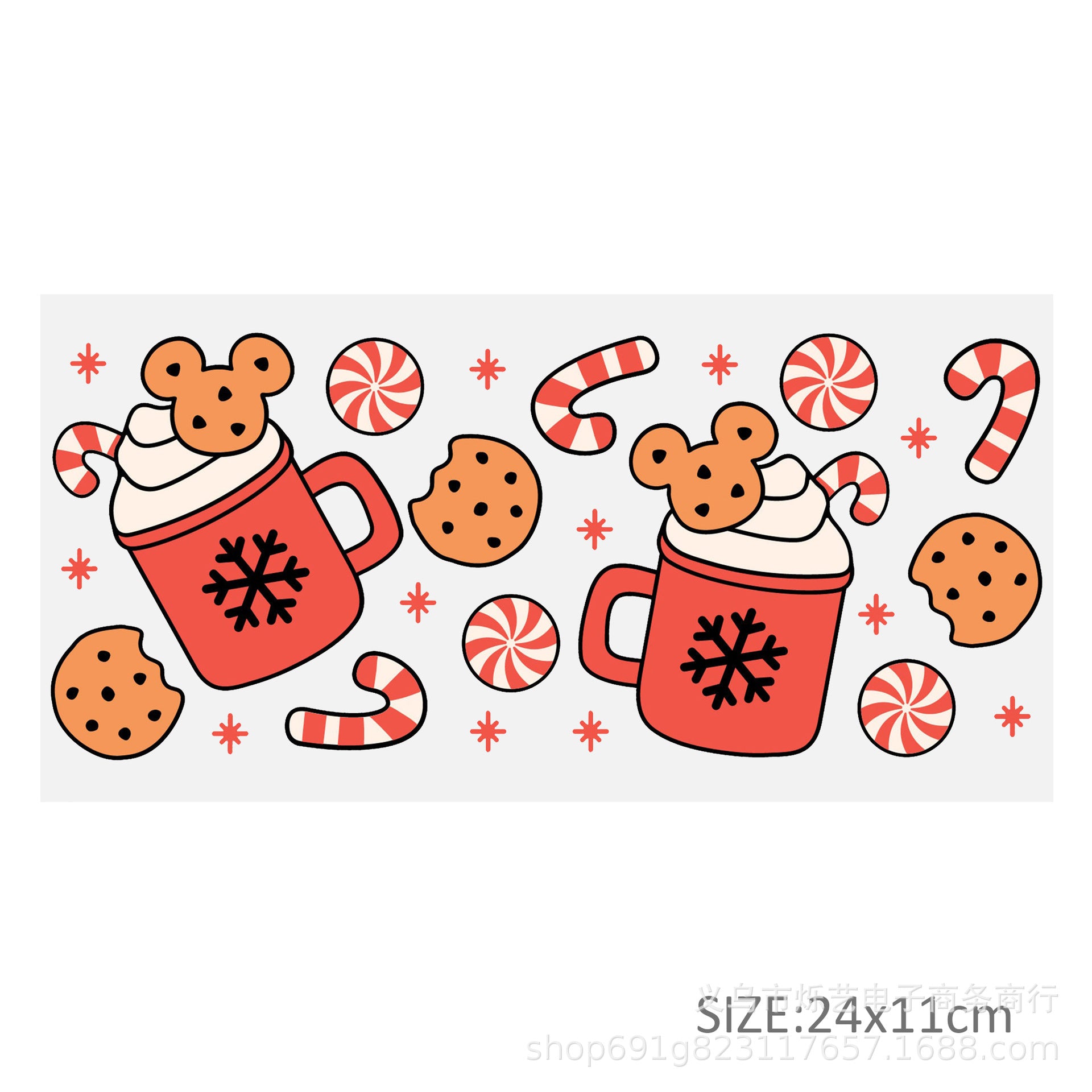 Wholesale  5pcs/pack Snowman Gingerbread Man Christmas Series 16oz Cup UV DTF Wraps