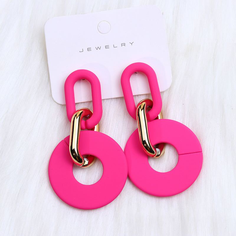 Wholesale Round Hollow Spray Painted Acrylic Earrings