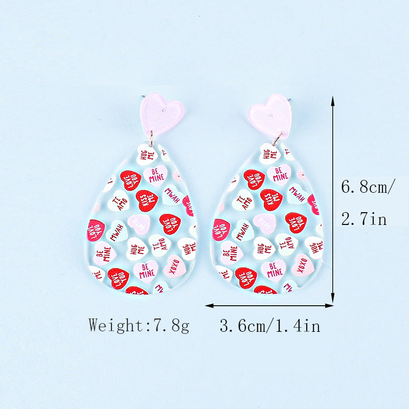 Wholesale Valentine' s Day Love Letter Red Pink Acrylic Earrings