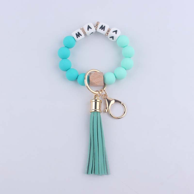 Wholesale Mother's Day MAMA Letter Silicone Beaded Wrist Keychain