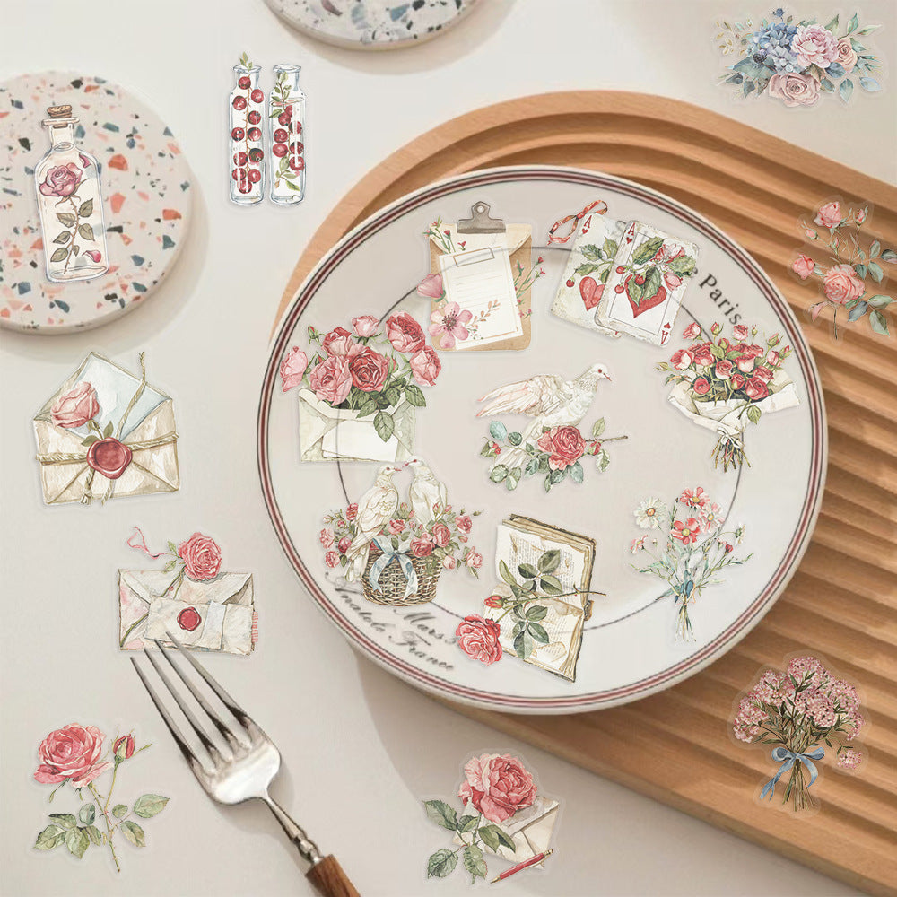 Wholesale 50pcs cartoon flowers and letter graffiti waterproof stickers