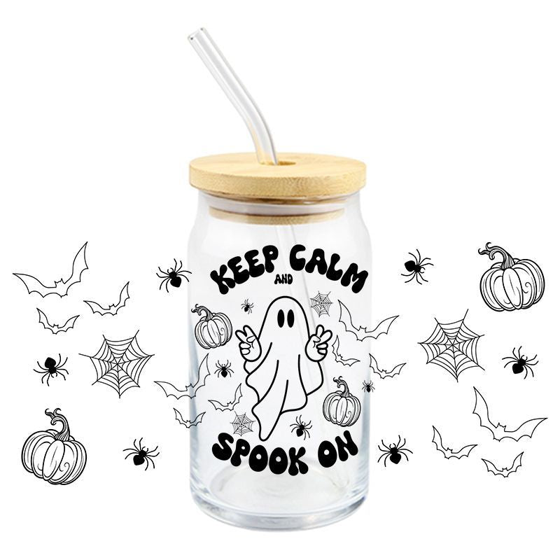Wholesale 5pcs Pumpkin Cute Ghost Halloween 16oz Cup UV DTF Wraps