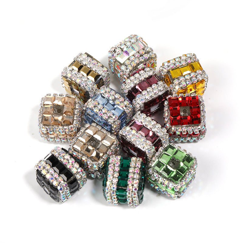 Wholesale 20pcs Colorful square rhinestone chain beads