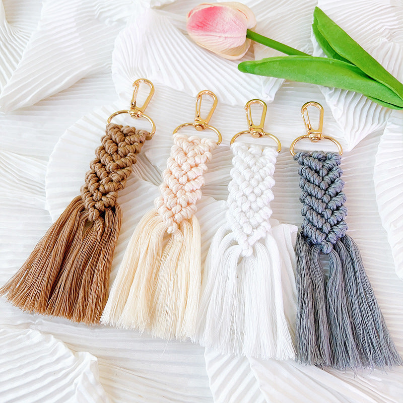 Wholesale Handmade Cotton Rope Woven Tassel Keychains