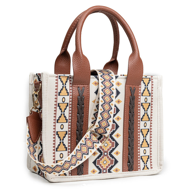 Wholesale Bohemian Canvas Vintage Aztec Ethnic Style Tote Bag Shoulder Diagonal Cross Bag