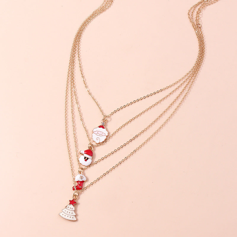 Wholesale Christmas Necklace Set Santa Claus Christmas Tree Christmas Stocking Sweater Alloy Chain